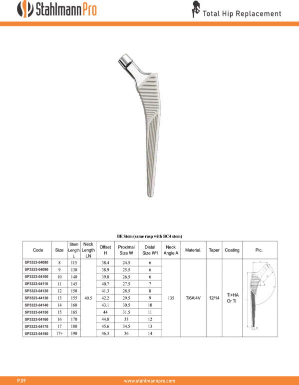BE Stem (same rasp with BC4 stem)